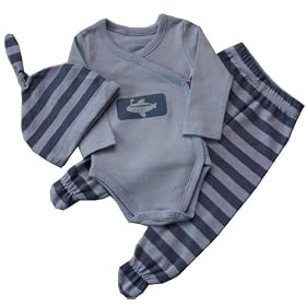 Minene New Born Gift Set with Trousers with Feet and Matching Hat (0-3 months,Blue)