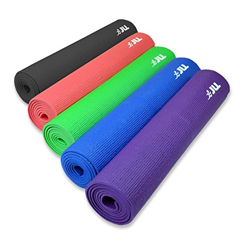JLL® Yoga Mat. 183cm x 61cm (72inch x 24inch), 6mm Thick Exercise Fitness Workout, Mat Physio Pilates Camping Gym, Free Carry Case (Black)