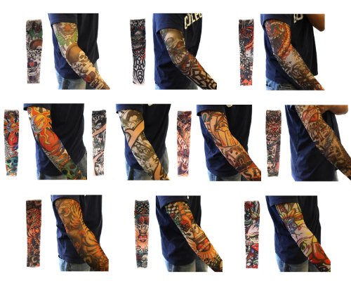 Bundle Monster 10pc Fake Temporary Tattoo Sleeves Body Art Arm Stockings Accessories - Designs Tribal, Dragon, Skull, and Etc. Bundle Monster 10pc Fake Temporary Tattoo Sleeves Body Art Arm Stockings Accessories - Designs Tribal, Dragon, Skull, and Etc.