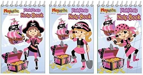 Jesters toys &amp; games Pirate Notebook Pack Of 6 Party Bag Filler Pink