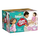Pampers Easy Ups Girls Size 2T-3T Diapers Big Pack 68 Count