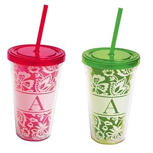 Floral Monogram Insulated Cups