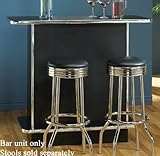 Retro Black Finish Home Bar Chrome Accent Shelves