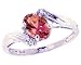 14K White Gold Oval Gemstone and Diamond Engagement Ring-Pink Tourmaline, size8