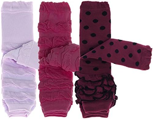 Leshino 3 Pair Baby Cable Knit Leg Warmers for Toddler Girls (Solid Dot)