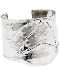 Devon Leigh "Bold Silver" Rhodium-Dipped Double-Layered Hammered Cuff Bracelet