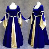 Blue and Gold Medieval Renaissance Gown Dress Costume LOTR Wedding Medium by Artemisia Designs