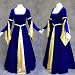 Blue and Gold Medieval Renaissance Gown Dress Costume LOTR Wedding Medium by Artemisia Designs