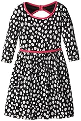 Girls Polyester/Spandex/Knit Sweater  Open-Back Gathered Polka Dot Print  Dress With a Bow(s)