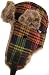 Stripe Plaid Trapper Faux Fur Trooer Hat (Black / Orange / Green)