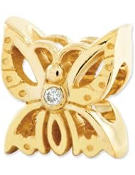 Reflection Beads 14kt Yellow Gold Diamond Butterfly Nature Bead