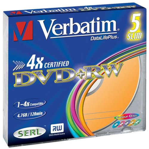 Verbatim DVD+RW 4x Speed  5er Pack Colour Slim Case DVD-Rohlinge Preisvergleich