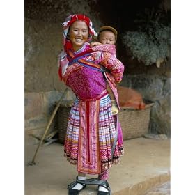 Portrait of a Miao Girl with Baby Carrier, Qiubei, Yunnan, China Art Photographic Poster Print by Occidor Ltd, 18x24