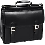 McKleinUSA Halsted 80335 V Series Full Grain Oil Tanned Leather Double Compartment Laptop Case (Black)