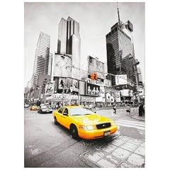 Kunstdruck "New York & Taxi" - 50x70x4 cm - Extraklassiges Leinwandbild, Keilrahmenbild. Unerreichbare Qualit�t!