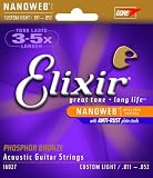 Elixir Strings Acoustic Phosphor Bronze Strings NANOWEB Coating, 6-String, Custom Light