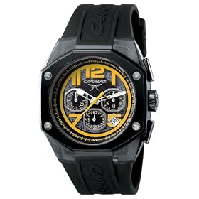 Men's Carrera� Athletic Chronograph Watch Black Strap Transparent Dial