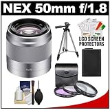 Sony Alpha NEX E-Mount 50mm f/1.8 OSS Telephoto Lens with 3 UV/FLD/PL Filters + Battery + Tripod + Cleaning Kit for NEX-3, NEX-C3, NEX-5, NEX-5N & NEX-7 Digital Cameras