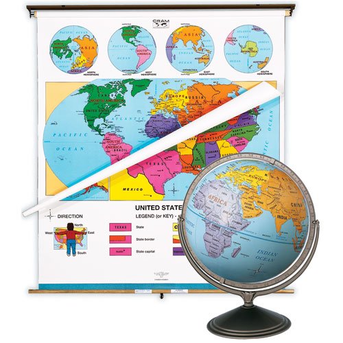 Childrens Toyshop  Toys : Starter Classroom Package with 51" x 51" Starter Political/Physical U.S. Combo Map and 16" Starter Globe