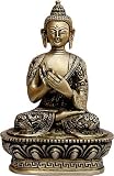 Little Buddha Meditating Brass Statue Sculpture 6.75 x 4.5 inches (bda006)