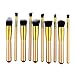 Unimeix? 10 pcs Premium Synthetic Kabuki Makeup Brush Set Cosmetics Foundation Blending Blush Eyeliner Face Powder Brush Makeup Brush Kit (Golden)