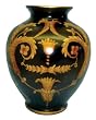 Black and gold porcelain flower vase - 6"H