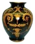 Black and gold porcelain flower vase - 6"H
