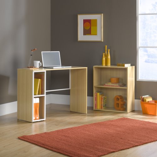 Check Price and More Info For Computer Desk & Bookcase Combo - White Oak Finish