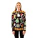 Holiday Symbols All Over Black Long Sleeve Ugly Christmas T-Shirt