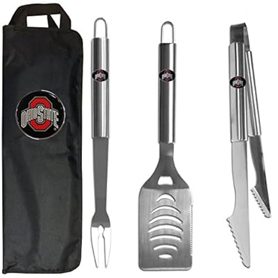 Ohio St. Buckeyes 3 pc Stainless Steel BBQ Set with Bag