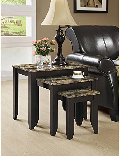 Cappuccino Faux Marble 3-piece Nesting Table Model#I 7982N
