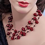 Awash in Crimson Jewelry Ensemble: Necklace