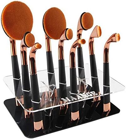 9Pcs Golf Makeup Brushes Set with Holder Oval ToothBrush Cosmetic Foundation Powder Brush Kits (Rose gold &amp; Black)