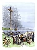 Jacques Cartier Erects a Cross Along the Saint Lawrence River, Claiming Quebec for France,... by Art.com