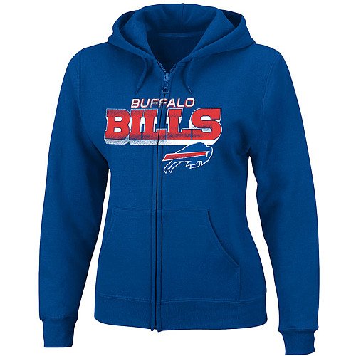 NFL Women's Buffalo Bills Football Classic III Long Sleeve Fullzip Fleece Hoodie (Stadium Blue, Medium)