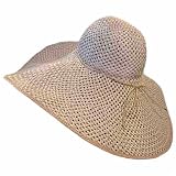 TAN WHITE 8 WIDE LARGE BRIM STRAW BEACH SUN FLOPPY HAT