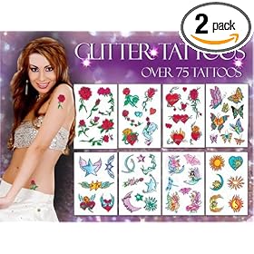 Temporary Tattoos, Glitter, 55-Count Packages (Pack of 2)