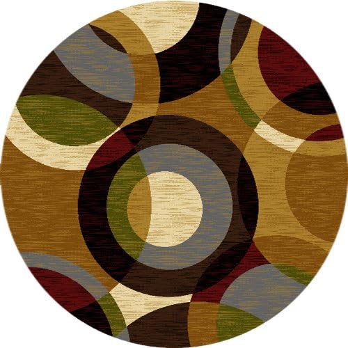 Tayse Festival Area Rug 8740 Multi Circles Rings 5' 3" x 5' 3" Round