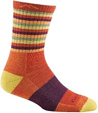 Darn Tough Vermont Women's Merino Wool Micro Crew Cushion Socks, Tomato Stripe, Small