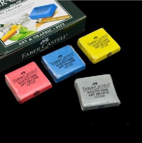 Stationary Art Faber-Castell Kneaded Rubber Art Eraser Pencil Pastel -4 pcs, Color Lot Nice Gift (Each of 4 Colors)