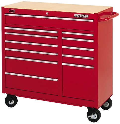Waterloo TRX4112 41-Inch Wide by 18-1/8-Inch Deep by 41-Inch High Heavy Use Red Tool Cart with 12 Ball Bearing Drawers