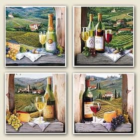AbsorbaStone Assorted Coaster set~ Vineyard Views ~4 Tile Drink Coasters~ code 758