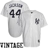 MLB Majestic Reggie Jackson New York Yankees White-Navy Blue Cooperstown Throwback Jersey (X-Large)