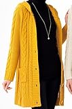 【 アウトレット 】 Angeliebe エンジェリーベ ニット フード 付 ロング カーディガン フリー マスタード イエロー