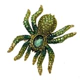 Acosta Jewellery - Green Swarovski Crystal - Large Spider Brooch / Pendant