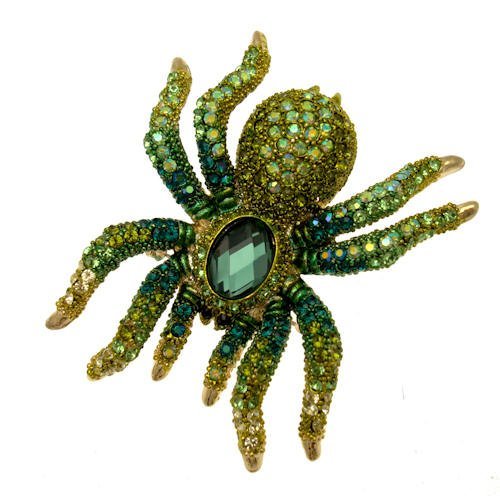 Acosta Jewellery - Green Swarovski Crystal - Large Spider Brooch / Pendant