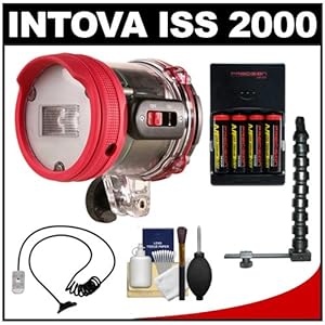 Intova ISS 2000 Underwater Slave Flash with Arm and Mounting Bracket, Fiber Optic Cable, AA Batteries, Charger and Cleaning Kit
