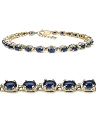 9.50 Carat Genuine Blue Sapphire 14K Gold Plated Sterling Silver Bracelet