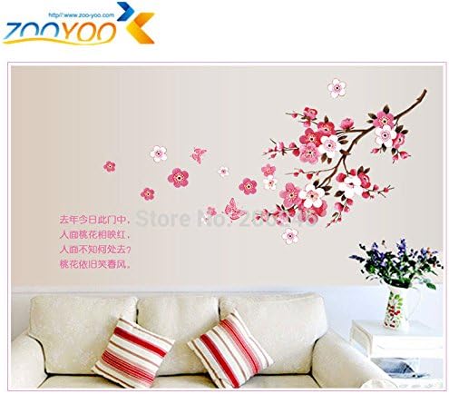 free shipping sakura flower wall sticker bedroom viny decal art zooyoo6008 diy home decorations removable pvc wall decals