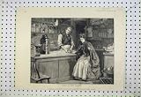 1890 GROCER SHOP COUNTER DESK MAN WOMEN BOTTLES CHAIR